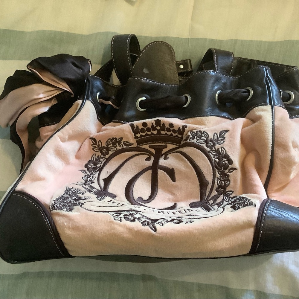 Juicy Couture Pink and Black Tote with Chain Straps